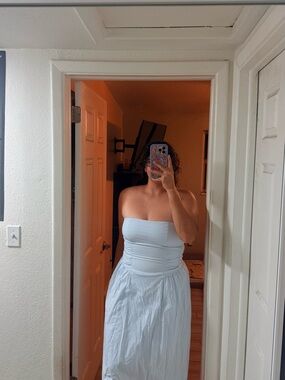 Target Strapless Light Blue Midi Dress